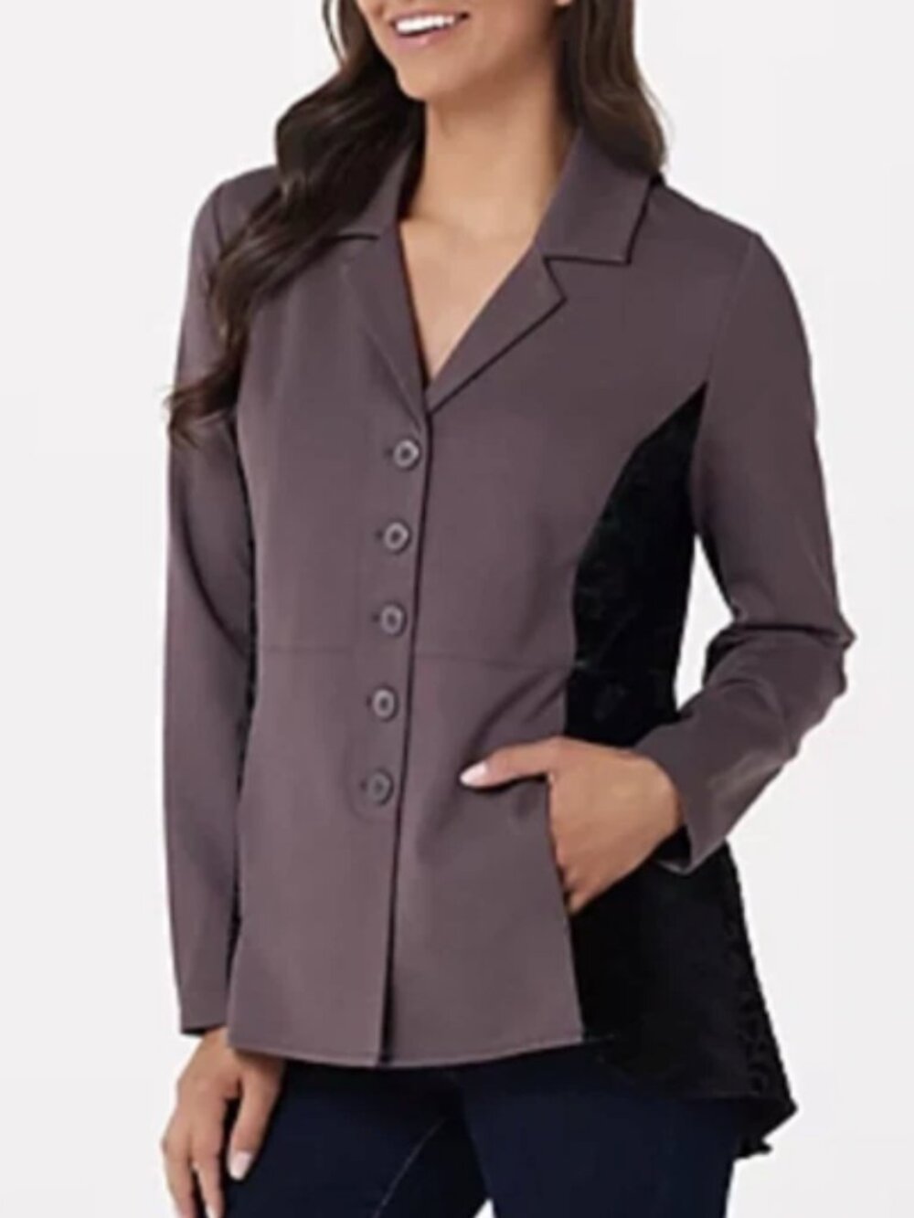 LOGO Lori Goldstein Purple and Velvet Blazer Plus Size 1X Womens Jacket NWOT